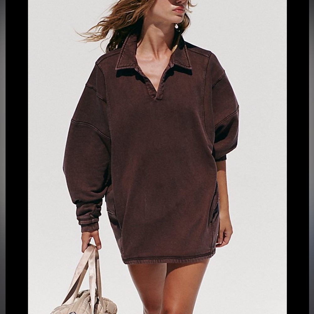 Free People FP Movement Work It Out Pullover in Black Walnut
